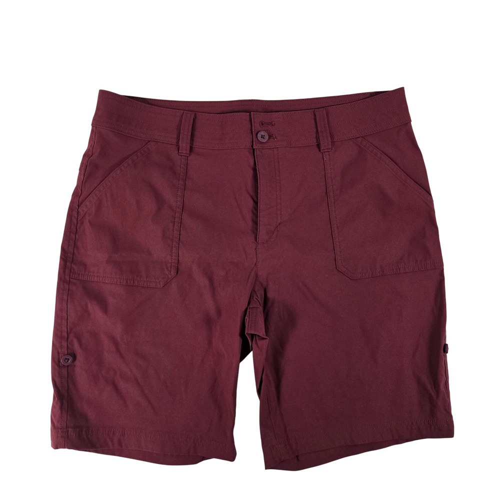 Eddie Bauer Rolled Hem Bermuda Shorts Burgundy Red Hiking Outdoor Womens 12